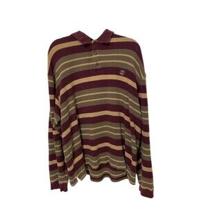 Vintage Timberland Weathergear Ribbed Knit Sweater Polo XXL Striped Rugby 90s